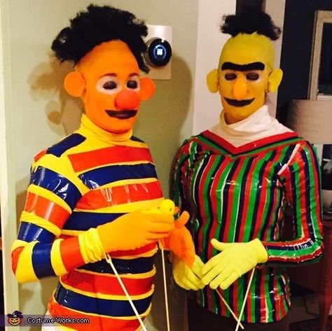 Sesame Street Bert and Ernie Costume Ernie Costume, Bert And Ernie Costume, Sesame Street Bert And Ernie, Sesame Street Bert, Ernie Und Bert, 2015 Halloween Costumes, Bert And Ernie, Cosplay Couple, Cursed Memes