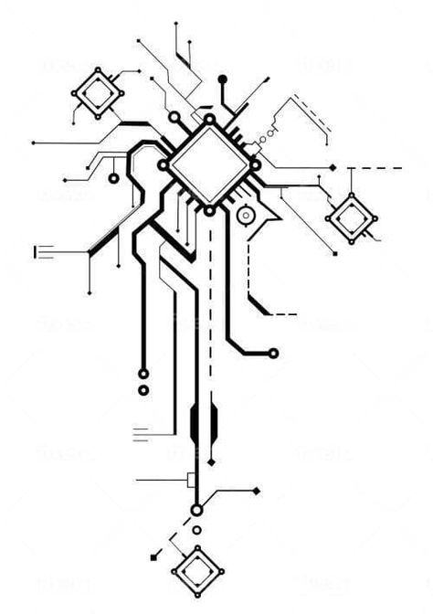 Circuit Tattoo, Electronic Tattoo, Tech Tattoo, Typographie Logo, Cyberpunk Tattoo, Abstract Tattoo Designs, Geometric Tattoo Design, Tattoo Collection, Tattoo Design Drawings