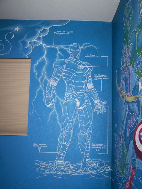 Marvel Wall Painting, Marvel Mural, Iron Man Hand, Hand Painted Mural, Painted Mural, Man Hand, Wall Murals Diy, Superhero Room, Hippie Shop