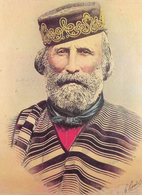 "Portrait of Giuseppe Garibaldi, Chromolithograph, 16x12 in. Italy, 1880" Giuseppe Garibaldi, Italian History, Historical People, Today In History, Sky Pictures, Historic Clothing, Historical Events, Historical Clothing, Military History