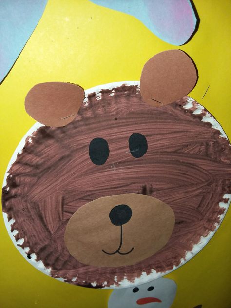 Brown Activity For Preschool, Brown Bear Paper Plate Craft, Brown Bear Preschool Craft, Brown Brown Bear Activities Preschool, Brown Color Crafts Preschool, Brown Bear Paper Bag Craft, Brown Bear Art Activities Preschool, Color Brown Crafts Preschool, Brown Preschool Activities