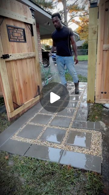 Jhonn Jackson on Instagram: "Building a $600 walkway.. Working with Unc..
#walkway #pathway #DIY" Outside Walkway Ideas Pathways, Concrete Walkways To Front Door Entrance, Side Walkway Ideas Pathways, Gravel And Paver Walkway, Pathway Diy, Cheap Walkway Ideas Diy, Paver Walkway Ideas, Pathways Ideas Walkways, Walkways To Front Door