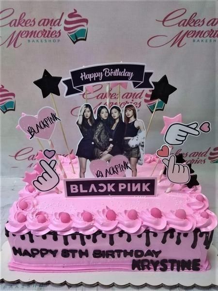 Black Pink Cake Design, Blackpink Food, Blackpink Cake, Cake 2023, Bacoor Cavite, M&m's Chocolate, Flat Cakes, Happy 8th Birthday, Fresh Cake