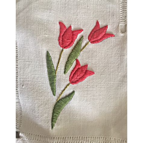 Flower Embroidery, Tulips, Embroidery, Flowers, Red