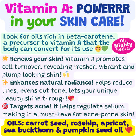 Graphic card explaining about vitamin A for skin care. Vitamin A For Skin, Vitamin A Benefits, Good Skin Tips, Vitamins For Skin, Exfoliating Scrub, Skin Aging, Natural Vitamins, Skin Benefits, Skincare Tips