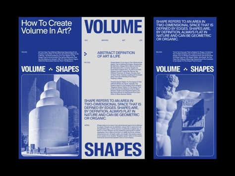 Voume Shapes Layouts by Marko Cvijetic on Dribbble Essay Layout, Vintage Design Style, Gfx Design, Pamphlet Design, Space Illustration, Leaflet Design, Presentation Layout, Flyer Layout, Brochure Layout