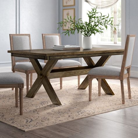 Wayfair x Kelly Clarkson Quentin Dining Table Farmhouse Wooden Dining Room Table, Kitchen Table Rectangle, Kitchen Tables And Chairs, Dining Table Wood, Kelly Clarkson Home, Farmhouse Kitchens, Wood Farmhouse, Steampunk Decor, Trestle Dining Tables