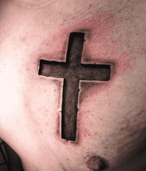 Rugged Cross Drawing, Men’s Cross Tattoos, Tattoo Cross Men, Cross Cover Up Tattoo, 3d Cross Tattoo, Tattoo Ideas Cross, Religion Tattoo, Cool Cross Tattoos, Christian Cross Tattoos