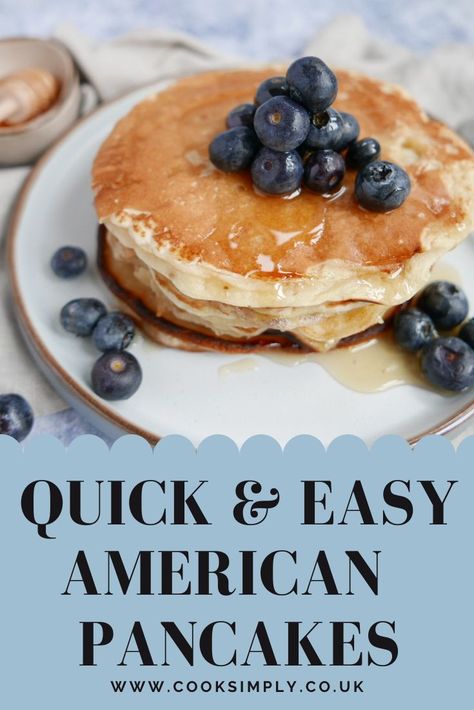 pancakes with blueberries and honey Simple Brunch Ideas, Easy American Pancakes, American Pancakes Recipe, Easy Pancake Recipe, Simple Brunch, Easy Pancake, Easy Breakfasts, Make Pancakes, Easy To Make Breakfast