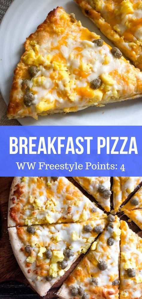 Breakfast Pizza Sauce, Pizza Eggs, 2 Ingredient Dough, Breakfast Pizza Recipe, Weight Watchers Breakfast, Cheese Sausage, Breakfast Pizza, 2 Ingredient, Idee Pasto Sano