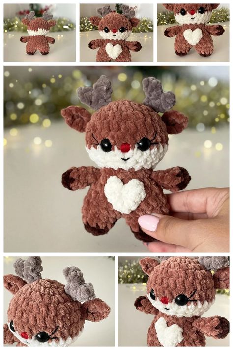 Amigurumi Christmas Easy Mini Deer Free Pattern-1 13 Crochet Mini Reindeer Pattern Free, Mini Reindeer Crochet Pattern, Holiday Amigurumi Free Pattern, Crochet Reindeer Pattern Free Amigurumi, Reindeer Crochet Pattern Free, Crochet Reindeer Pattern Free, Mini Crochet Animals, Reindeer Crochet Pattern, Reindeer Amigurumi