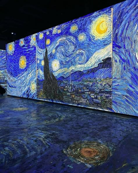 فنسنت فان جوخ, Van Gogh Exhibition, Arte Van Gogh, Van Gogh Art, Starry Night Van Gogh, Aesthetic Painting, Immersive Experience, Night Aesthetic, Fantasy Landscape