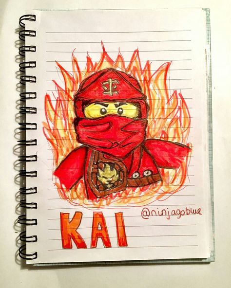 Ninjago Painting, Ninjago Chibi, Kai Fanart Ninjago, Lego Ninjago Drawings, Kai Drawing, Ninjago Sketch, Kai Ninjago Fanart Anime, Ninjago Drawings, Lego Kai