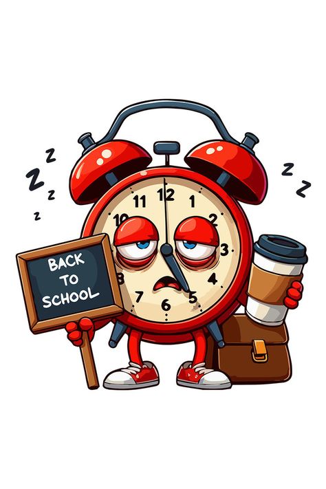 Sleepy Alarm Clock Strange Design, School Days, Alarm Clock, The Morning, Vector Illustration, Clock, Humor, Funny, 10 Things