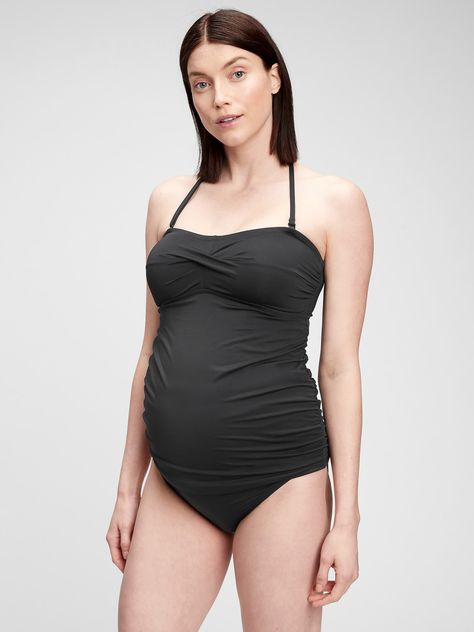 Smooth nylon with recycled polyester lining.  Tank straps.  Halterneck.  Certain styles have allover prints.  Choose your maternity Maternity Tankini, Maternity Styles, Tankini Swimwear, Maternity Swim, Gap Maternity, Maternity Swimsuit, Bump Style, Swimwear Tankini, Pre Pregnancy