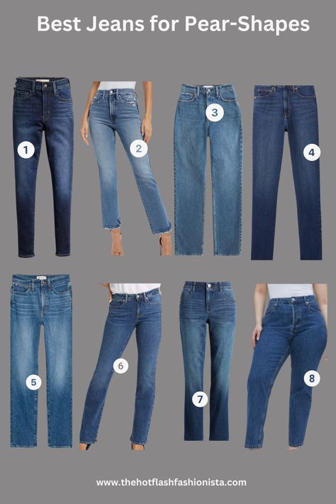 Finding the perfect jeans for a pear-shaped body just got easier! 👖✨ Discover our top picks that flatter and fit beautifully. #JeansForPearShapes #FashionTips #BodyPositive Flattering Jeans For Pear Shape, Jeans Pear Shaped Women, Jeans For Pear Shaped Women, Jeans For Pear, Pear Shaped Women, The Perfect Jeans, Petite Curvy, Pear Body, Pear Body Shape