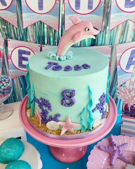 Dolphin Birthday Cakes, Dolphin Cake, Dolphin Birthday, Dolphin Cakes, Dolphin Party, Pink Dolphin, 8th Birthday, 7th Birthday, The Taste