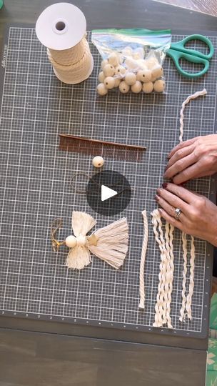 Wooden Bead Angel Ornaments, Wooden Bead Angel, Macrame Angel Ornament Tutorial, Yarn Angels Ornaments, Twine Ornaments Diy, Ribbon Angels How To Make, Macrame Angel Tutorial, Angels Macrame, Wooden Bead Ornaments