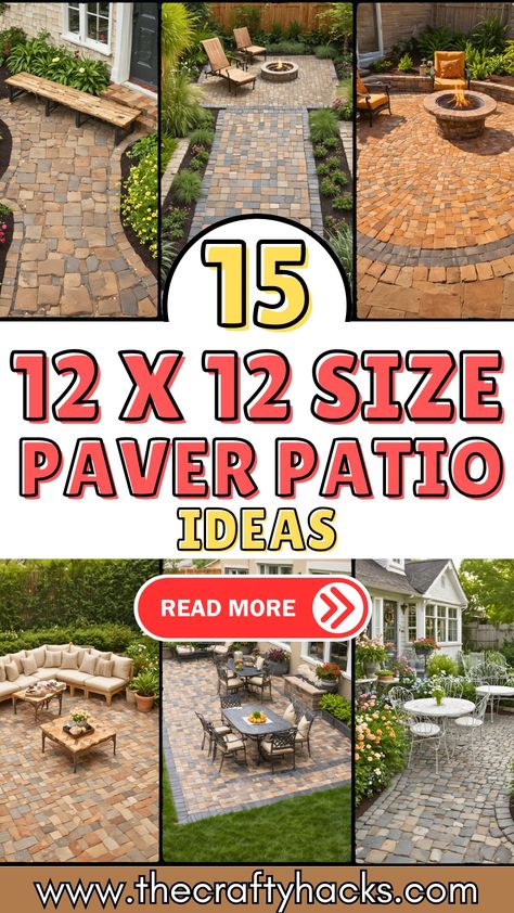 15 Creative 12×12 Paver Patio Ideas That Will Blow Your Mind – The Crafty Hacks Patio Paver Designs Patterns, How To Do Pavers, Paver Patio Ideas Small Yard, Block Patio Ideas, Small Patio Designs And Ideas Layout, Pavers Over Concrete Patio, Cement Patio Ideas Backyard, Backyard Paver Patio Ideas, Brick Paver Patterns