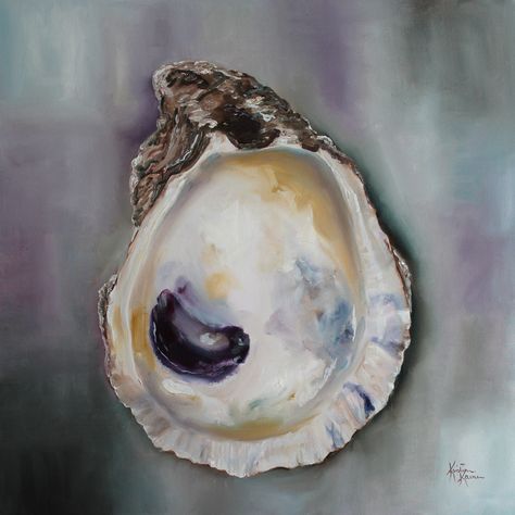 Shell Drawing, Painted Shells, Oyster Shells, Shell Art, Oyster Shell, Coastal Art, Beach Art, Art Auction, American Art