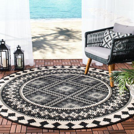 Backyard Rugs, Backyard Area, Waterproof Rug, Porch Deck, Southwestern Area Rugs, Patio Backyard, Backyard Porch, Decks And Porches, Outdoor Area Rug