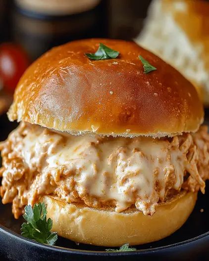 Chicken Alfredo Sloppy Joes: Creamy Sandwich Delight Chicken Sandwich Sauce, Holiday Meatballs, Chicken Sloppy Joes, Shredded Chicken Sandwiches, Garlic Parmesan Fries, Sandwich Sauces, Gluten Free Buns, Classic Sandwich, Chicken Sandwich Recipes