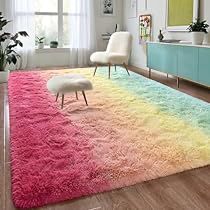 Pastel Living Room Decor, Fuzzy Rugs, Rainbow Carpet, 2023 Apartment, Kids Room Carpet, Gradient Rug, Pink Rugs, Bedroom Children, Gradient Color Design