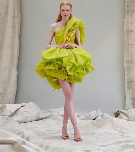 Formal Dresses Women, Gown 2023, Willow Herb, Tropical Night, Evening Formal Dresses, Dress With Feathers, Frocks And Gowns, Couture Bridal Gowns, Yellow Neon