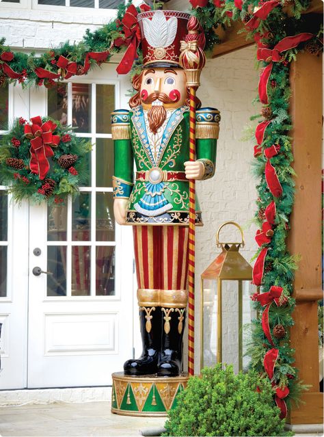 Outdoor Nutcracker Christmas Decor, Giant Nutcracker, Warm White Lights, White Lights, Outdoor Holidays, Outdoor Holiday Decor, Nutcracker Christmas, Holiday Decorations, Tis The Season