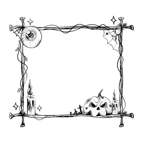 Free vector hand drawn vintage halloween... | Free Vector #Freepik #freevector #halloween-template #vintage-halloween #halloween #halloween-frame Halloween Framed Art, Halloween Scrapbook Ideas, Halloween Sketch Ideas, Gothic Ephemera, Marcos Halloween, Framed Illustration, Halloween Template, Boarders Designs For Projects, Mirror Drawings