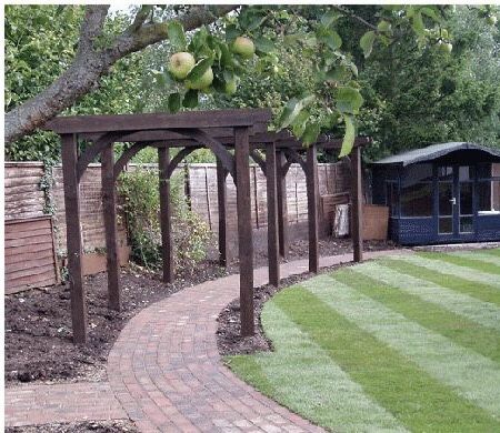 Pergola Walkway, Brick Paths, Curved Pergola, Garden Archway, Brick Pathway, Backyard Walkway, Brick Path, Brick Walkway, Covered Walkway