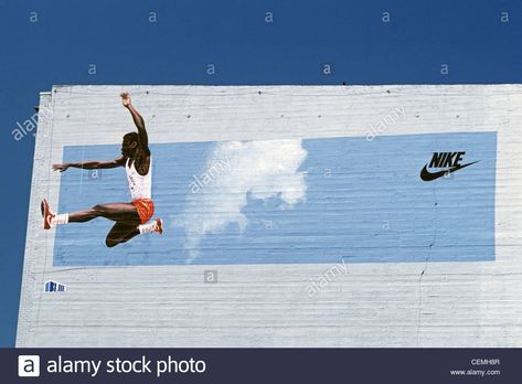 Carl Lewis Nike Billboard LA Olympics Nike Billboard, Carl Lewis, Nike Ad, Long Jump, Stock Photos, Nike, Design