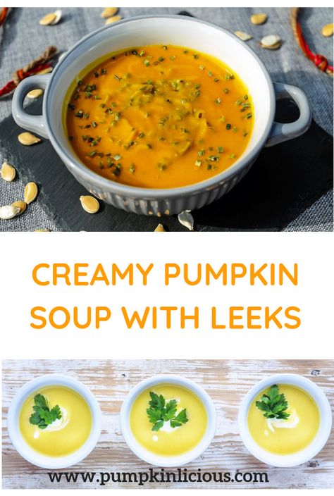 Pumpkin And Leek Soup, High Fiber Soup, Pumpkin Lentil Soup Recipe, Pumpkin Soup With Fresh Pumpkin, Fiber Soup, Clean Soups, Creamy Roasted Pumpkin Soup, Soup With Leeks, Pumpkin Lentil Soup