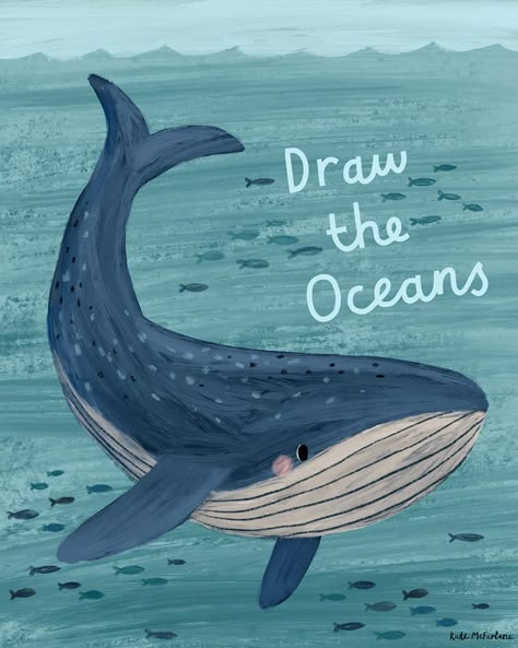 Whales Illustration Art, Draw A Whale Easy, Blue Whale Drawing Simple, Whale Illustration Cute, Whale Painting Easy, Easy Whale Drawing, Drawing A Whale, Sea Art Drawing, Whale Shark Illustration