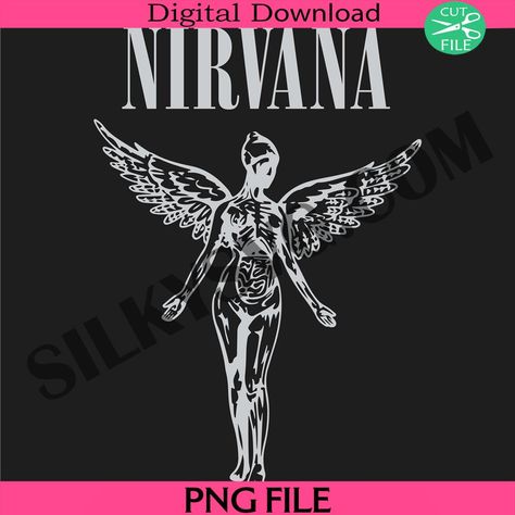 Nirvana Angel, Angel Png, Nirvana Band, In Utero, Logo Embroidery, Rock Band, Embroidery Files, Nirvana, Embroidery Logo