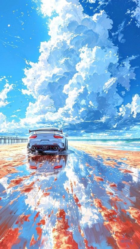 Blue Car Wallpaper, Wallpaper For Mobile, 4k Wallpaper For Mobile, Art Gallery Wallpaper, Anime Backgrounds Wallpapers, Cool Wallpapers Art, Beautiful Landscape Wallpaper, 4k Wallpaper, Landscape Illustration