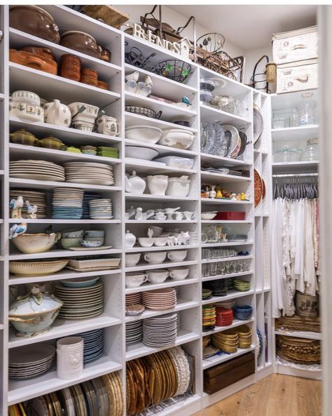 Pantry Closet Design, House Pantry, Dinnerware Storage, China Storage, Home Catering, Desain Pantry, Pantry Remodel, Pantry Closet, Dish Storage