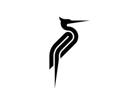 Heron Linocut, Heron Logo, Bird Logo Design Inspiration, Shark Icon, Blur Studios, Bird Logo Design, Beach Icon, Bird Graphic, Bird Logo