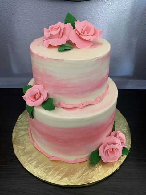 Pink And White Birthday Cake, Pink And White Cake, 21st Cakes, Pink Rose Cake, Birthday Cake Roses, Sweet Sixteen Cakes, Cake Pop Designs, White Birthday Cakes, Tiered Cakes Birthday