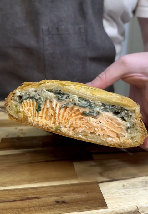 Salmon en Croute Recipe Recipe | The Feedfeed Salmon En Croute Recipe, Puff Pastry Ingredients, Salmon En Croute, Recipe For Salmon, Cream Cheese Eggs, Salmon Filet, Puff Pastry Sheets, Pastry Sheets, Cooking Salmon