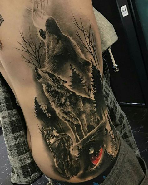 Bad Wolf Tattoo, Wolf Pack Tattoo, Wolf Tattoo Forearm, Tatuaje Trash Polka, Fenrir Tattoo, Tato Flash, Wolf Tattoos Men, Nature Tattoo Sleeve, Wolf Tattoo Sleeve