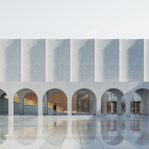 Arched Facade Architecture, Collonade Architecture, Arched Colonnade, Arcades Architecture, Arcade Architecture, Arch Architecture, Facade Architecture Design, Architecture Concept Diagram, Cultural Centre