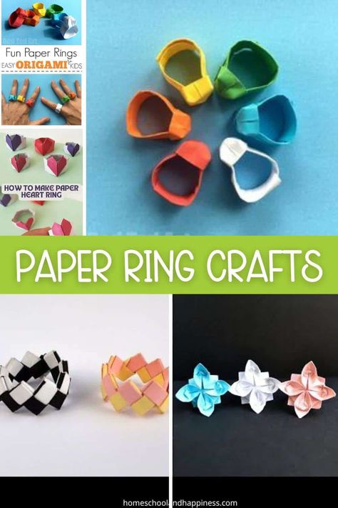 Cute Paper Ring Crafts – Origami Paper Rings We Love Oragami Paper Rings, Paper Ring Origami Tutorial, Pretty Rings Paper, How To Make Cat Paper Rings, Oragomi Rings, Diy Paper Rings, Paper Diys, Paper Rings, Crafts Origami