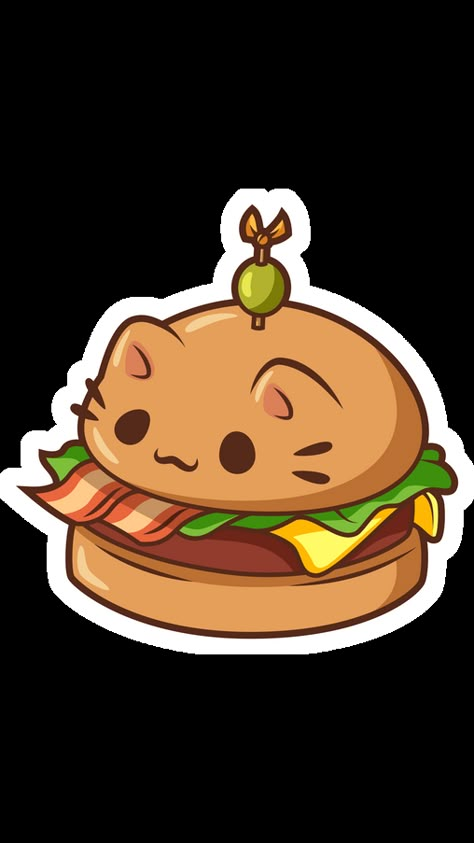 Nowadays we have these cute little creatures everywhere in our lives, they help us to relax and to calm down. But don't you wanna have a cat in the shape of your burger? That's will be delicious.... Drawing Food Cute, Food Drawing Cute, Food Animals Drawing Easy, Food Cute Drawing, Kawaii Creatures, Cute Food Drawings Cartoons, Adorable Drawings Kawaii, Cat Food Drawing, Kawaii Art Cute Food