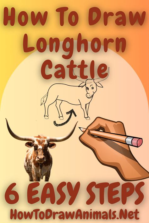 Craft the Perfect Longhorn Sketch: Follow Our Easy Drawing Guide to Illustrate the Grandeur of Longhorn Cattle! How To Draw A Longhorn, Texas Long Horn Drawing, Long Horn Drawing, Guide Drawing, Longhorn Cattle, Long Horn, Art Guide, Draw Animals, Easy Drawing Tutorial