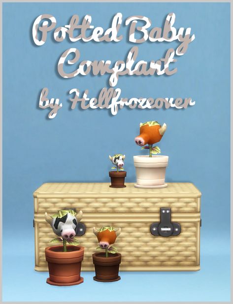 Potted Baby Cowplant | ice-creamforbreakfast on Patreon Sims Baby, Outside Plants, Sims 4 Clutter, Desk Buddy, Candle Basket, Sims 4 Expansions, Cow Decor, Trending Photos, Sims Four