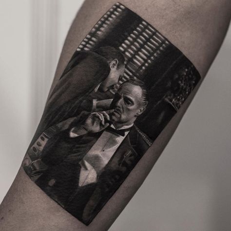 The Godfather Bro Tattoos, Godfather Tattoo, Black White Tattoos, O Tattoo, Pop Icons, Tattoos Skull, Time Tattoos, Marlon Brando, Painting Portrait