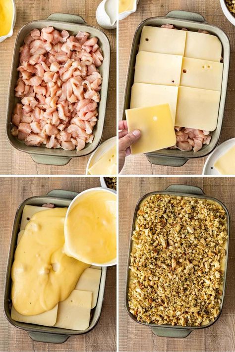 Chicken With Stuffing And Swiss Cheese, Ham And Swiss Casserole Recipes, Easy Swiss Chicken Bake, Chicken And Swiss Cheese Casserole, Swiss Cheese Chicken Casserole, Swiss Stuffing Chicken, Meals With Swiss Cheese, Swiss Chicken Casserole Stuffing, Chicken Stove Top Stuffing Casserole Swiss Cheese