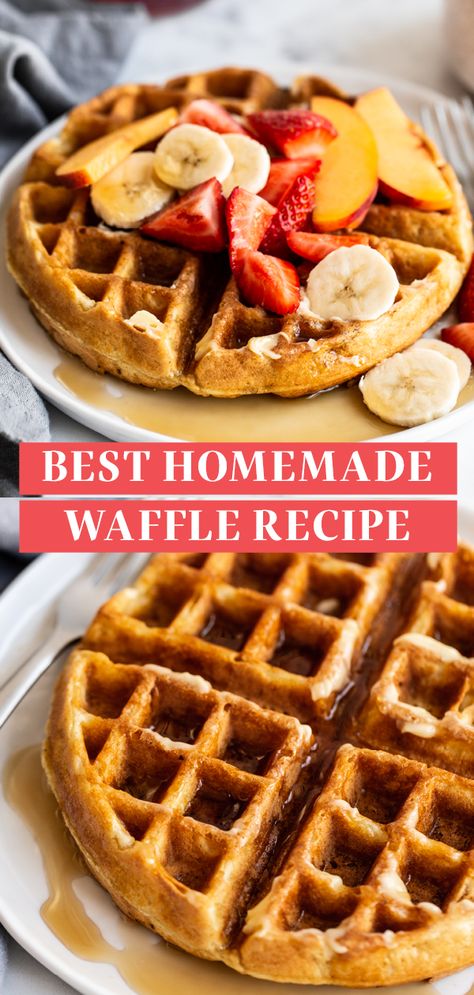 Homemade Waffles Recipe, Homemade Waffle Recipe, Waffle Batter Recipe, Homemade Waffle, Waffle Batter, Easy Waffle Recipe, Waffle Maker Recipes, Fluffy Waffles, Waffles Easy