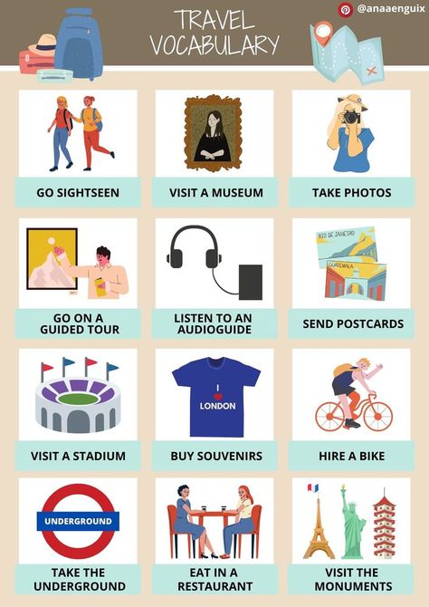 English For Tourism, Travel Vocabulary, Advanced English Grammar, English Story Books, Vocabulary In English, English Speech, Travel English, Esl Vocabulary, English Teaching Resources